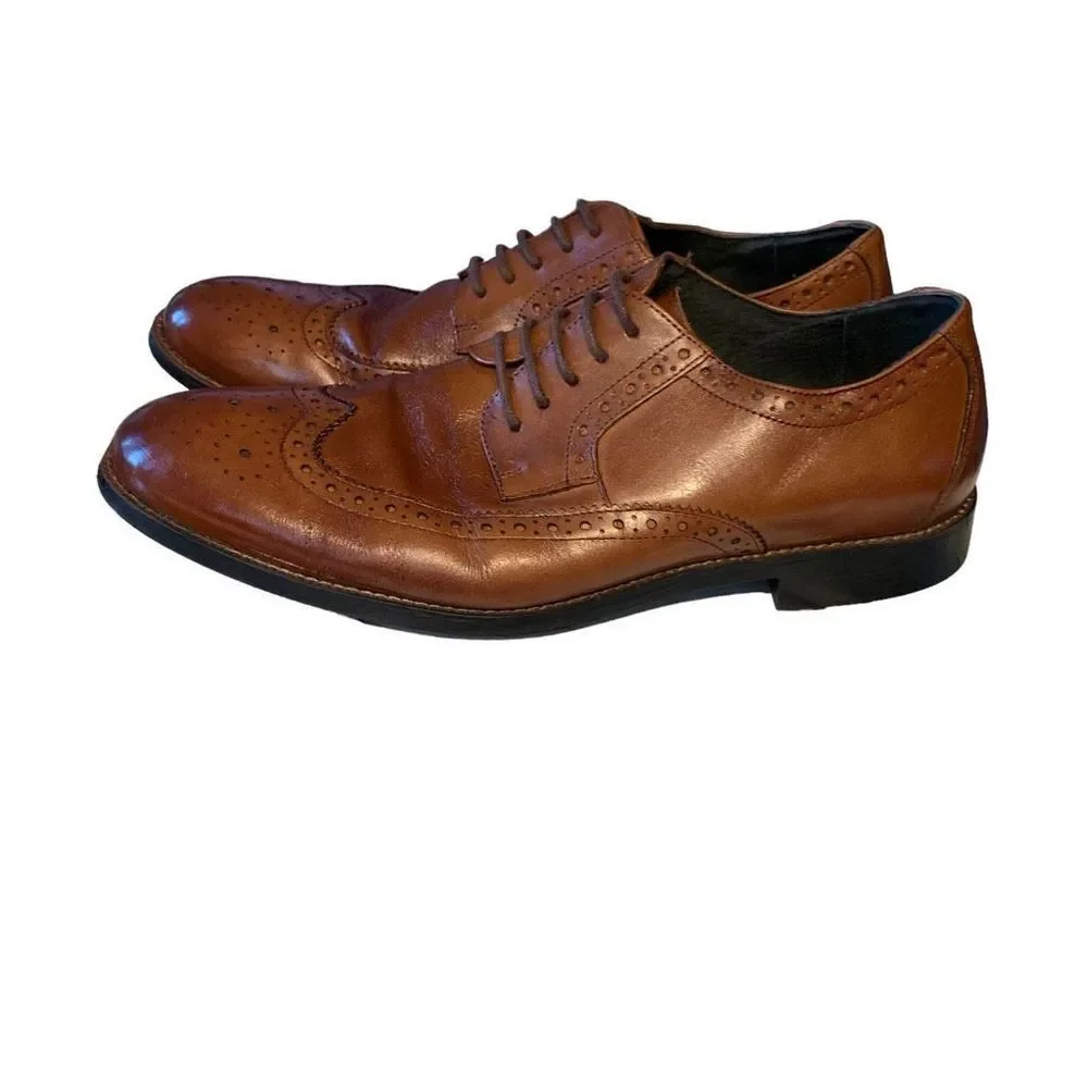 Stacy Adams Men 24916-221 Garrison Wingtip Oxfords Leather Dress Shoe Cognac 9M‎